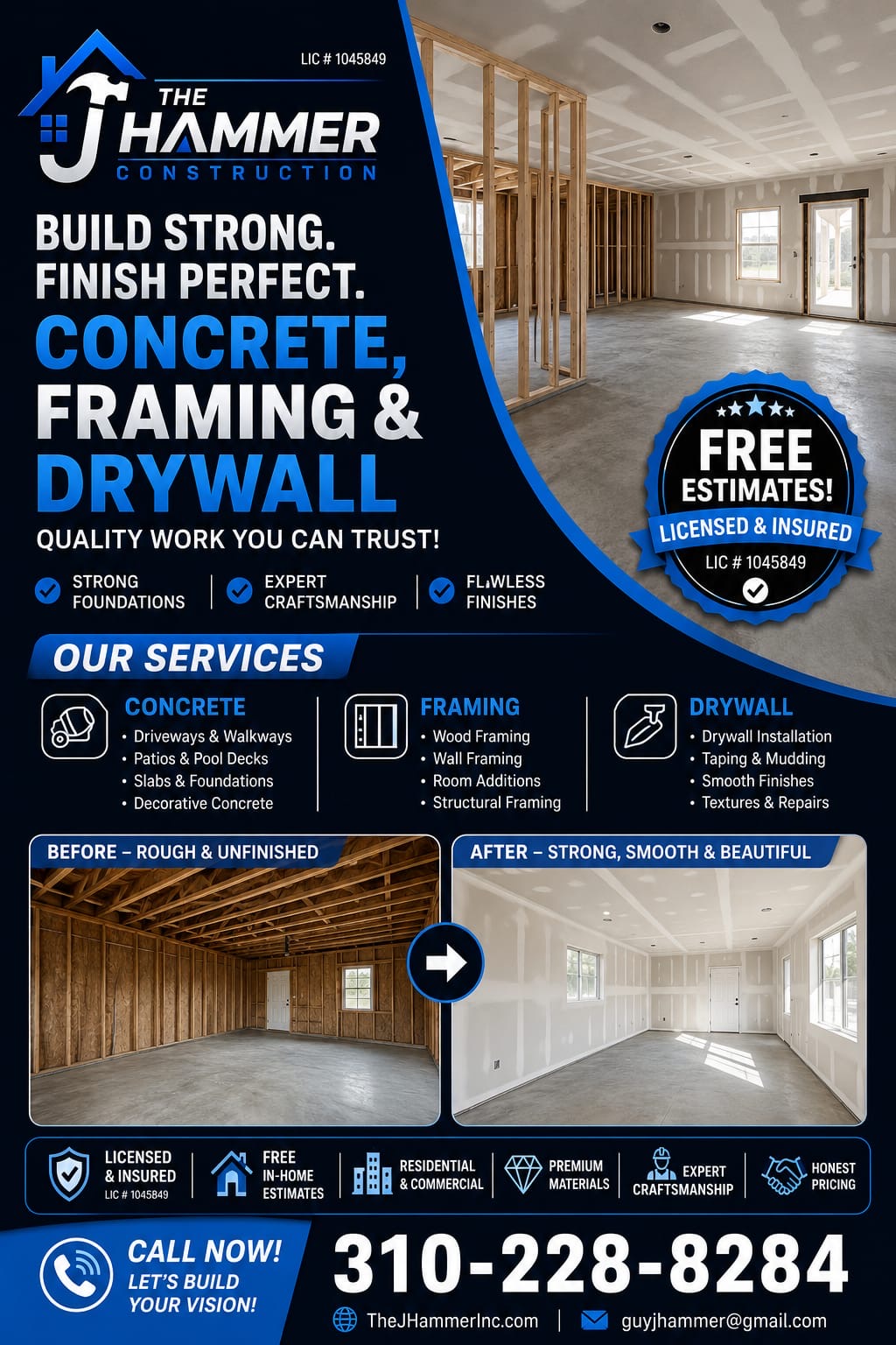 Concrete, Framing & Drywall Services in Los Angeles: Build Strong, Finish Perfect